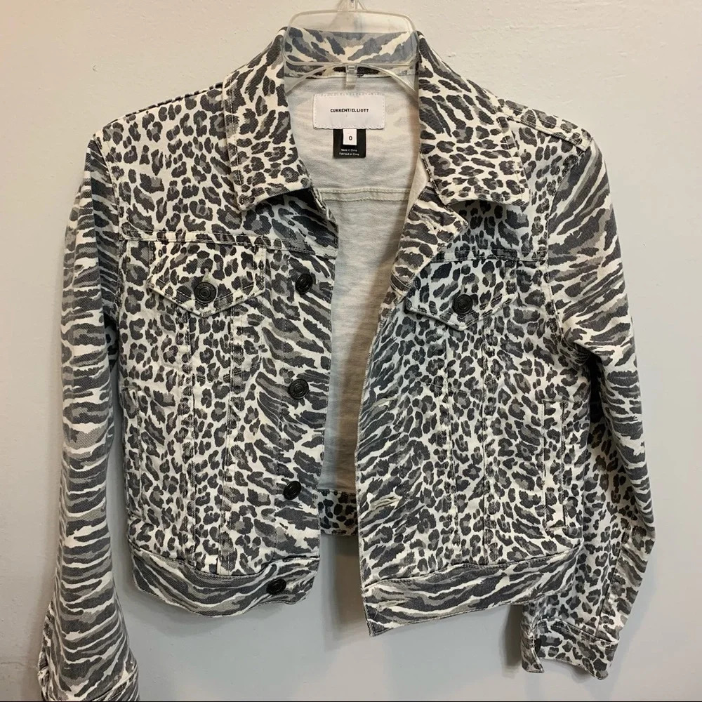 Current Elliot Cheetah Print Crop Jean Jacket size 0